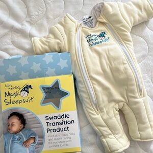 3-6mo Baby Merlin's Magic Sleepsuit Swaddle Transition sleep sack yellow